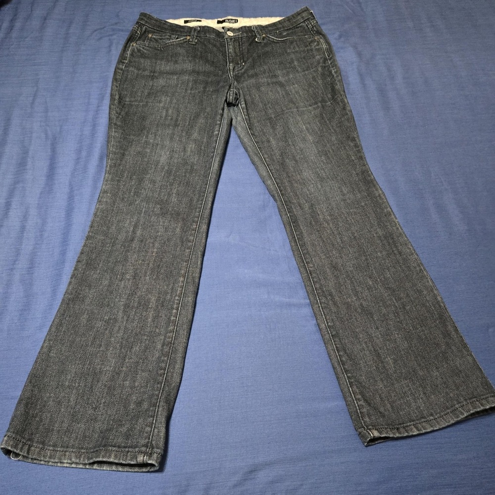A.N.A Jeans Womens Petite 12P Gray Charcoal Wash Straight Stretch‎ Denim Casual